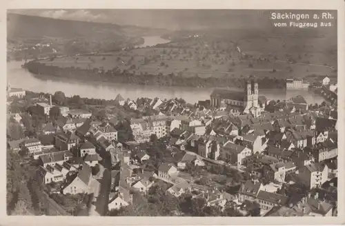 Ansichtskarte Säckingen / Bad Säckingen am Rhein Luftbild Fliegeraufnahme Foto ca. 1930