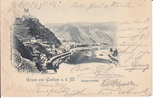Ansichtskarte Cochem a.d. Mosel Gesamtansicht 1899