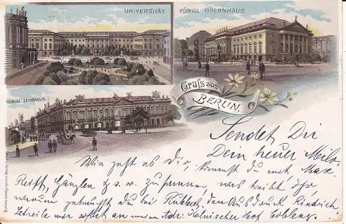 Ansichtskarte Berlin Universität Oper Zeughaus / Farblitho 1896