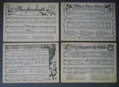 4 Ansichtskarte Kinderlieder Volkslieder mit Noten Butzemann ca. 1940