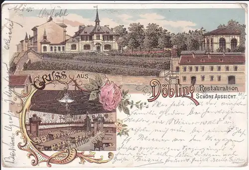 Ansichtskarte Wien Döbling Restauration Schöne Aussicht 1897