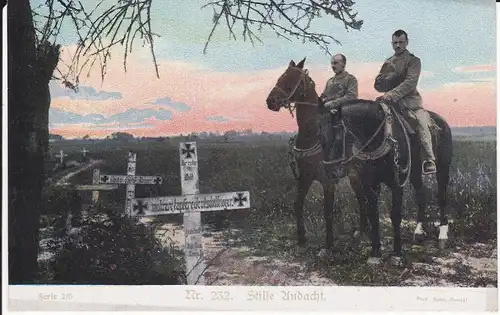 Ansichtskarte Erster Weltkrieg Soldaten zu Pferde "Stille Andacht" / Kriegshilfe