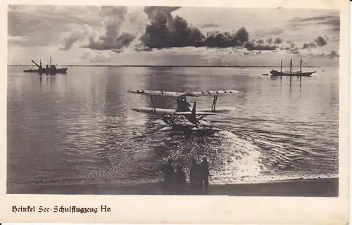 Ansichtskarte See-Schulflugzeug Heinkel Foto / Feldpost 1939