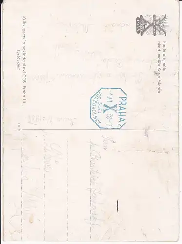 Ansichtskarte Kunstpostkarte X. Slet Vsesokolský Prag / Sokol Turnerbund 1938