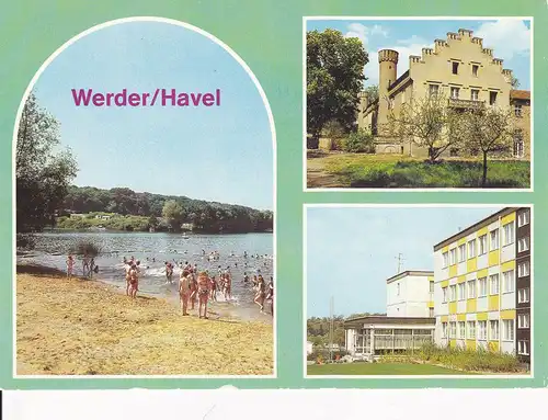 Ansichtskarte Werder Havel Badestelle Schloss Petzow Jugendtouristenhotel 1984