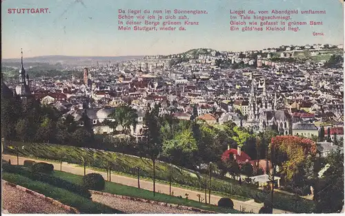 Ansichtskarte Stuttgart Gesamtansicht Gedicht Gerok ca. 1910