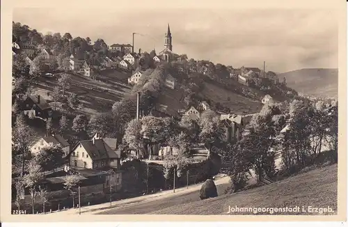Ansichtskarte Johanngeorgenstadt Erzgebirge Blick zur Kirche Foto 1933