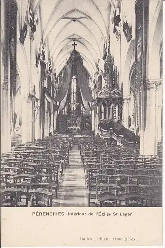 Ansichtskarte Pérenchies Kirche St. Léger Innenansicht ca. 1914