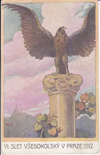 Ansichtskarte Kunstpostkarte VI. Slet Vsesokolsky Prag / Sokol Turnerbund Prag 1912