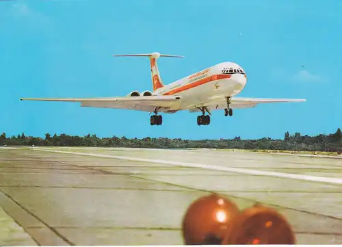 Ansichtskarte Turbinenluftstrahlverkehrsflugzeug Iljuschin IL 62 Flugzeug Interflug 1974