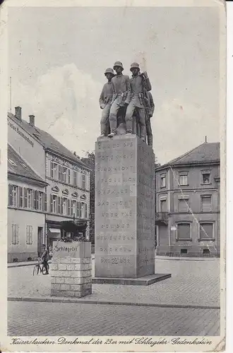 Ansichtskarte Kaiserslautern Denkmal der 23er Kriegerdenkmal mit Gedenkstein ca. 1940