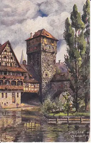 Ansichtskarte Künstlerkarte Nürnberg Henkersteg ca. 1910