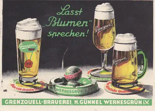Ansichtskarte Postkarte Reklame Grenzquell Brauerei Wernesgrün Vogtland ca. 1950