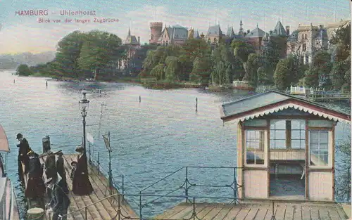 Ansichtskarte Hamburg Uhlenhorst Blick von Zugbrücke ca. 1910