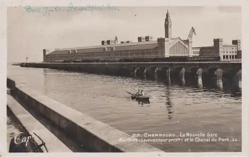 Ansichtskarte Cherbourg Hafen Seebahnhof Foto 1941