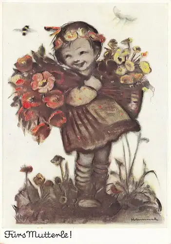 Ansichtskarte Künstlerpostkarte Muttertag "Fürs Mutterle!" Berta Hummel ca. 1950