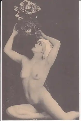 Ansichtskarte Frau in Pose Blumentopf Akt Vintage Erotik