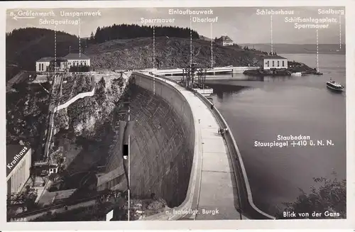 Ansichtskarte Bleiloch-Talsperre mit Erläuterungen Foto ca. 1940