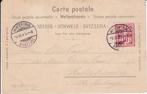 Ansichtskarte Zürich Gesamtansicht Alpen Zürichsee / Farblitho 1896