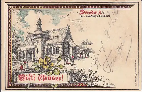 Ansichtskarte Dresden Wendisches Museum Kunstpostkarte Grußkarte 1896