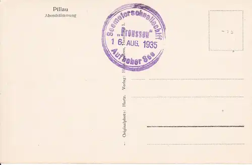 Ansichtskarte Pillau / Baltijsk Ostpreußen Leuchtturm am Abend / MS Preußen 1935
