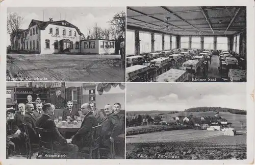 Ansichtskarte Zwoschwitz b. Plauen Vogtland Gasthof Stammtisch Mehrbildkarte 1940
