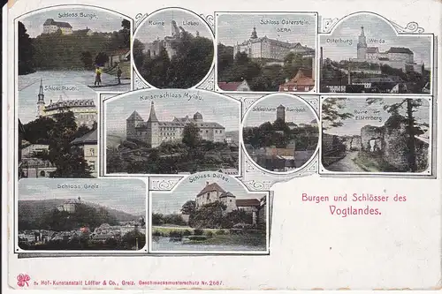 Ansichtskarte Vogtland Burgen und Schlösser 10 Ansichten ca. 1910
