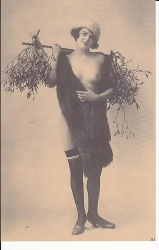 Ansichtskarte Frau Mistelzweige Vintage Erotik