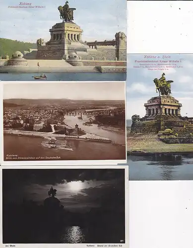 4 Ansichtskarte Koblenz Deutsches Eck Nationaldenkmal Kaiser Wilhelm