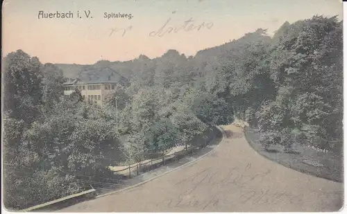 Ansichtskarte Auerbach Vogtland Spitalweg ca. 1910
