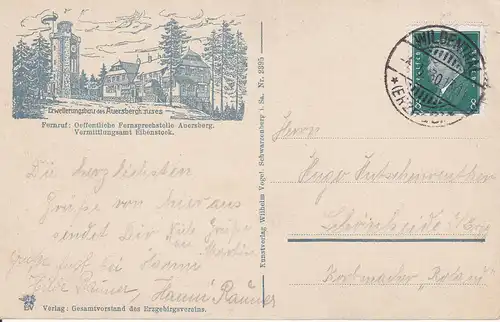 Ansichtskarte Auersberg Erzgebirge Kleine Bockau-Tal 1930