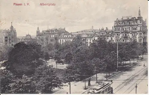 Ansichtskarte Plauen Vogtland Albertplatz 1915