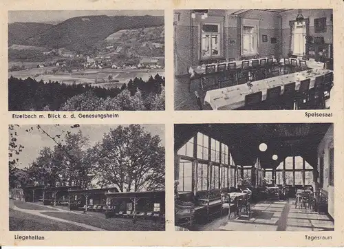 Ansichtskarte Etzelbach Uhlstädt-Kirchhasel Genesungsheim Speisesaal Tagesraum ua. ca. 1940