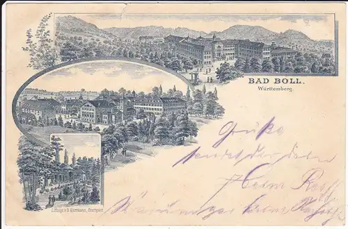 Ansichtskarte Bad Boll Württemberg Kurhaus Lithographie 1896