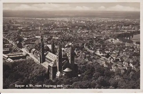 Ansichtskarte Speyer Dom Stadt vom Flugzeug aus Fliegeraufnahme Luftbild Foto 1935