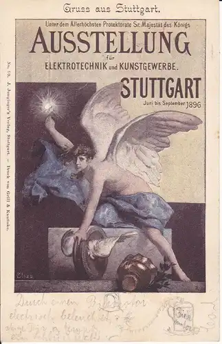 Ansichtskarte Stuttgart Ausstellung Elektrotechnik Kunstgewerbe 1896