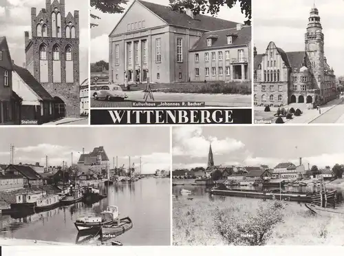 Ansichtskarte Wittenberge Steintor Kulturhaus Rathaus Hafen 1971