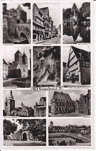 Ansichtskarte Osnabrück Mehrbildkarte Miniaturansichten Bergmannsbrunnen Rathaus Bierstr.ua