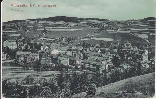 Ansichtskarte Klingenthal Vogtland Teilasnsicht mit Lämpelberg 1918