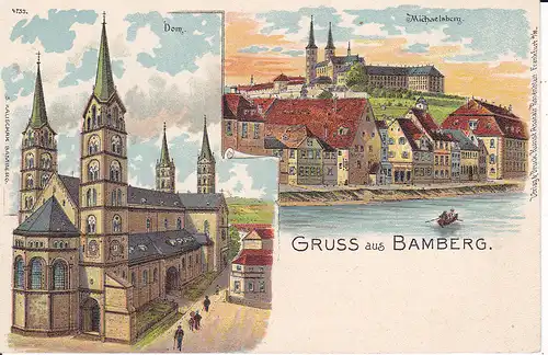 Ansichtskarte Bamberg Dom Michaelsberg Farblitho ca. 1905