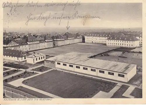 Ansichtskarte Glauchau Kaserne Infanterie Regiment 102 1936