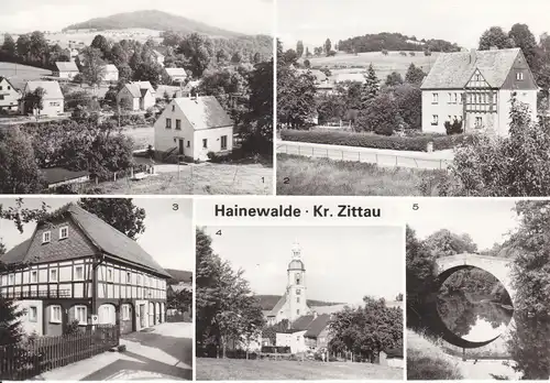 Ansichtskarte Hainewalde b. Zittau Mehrbildkarte Hutberg Umgebindehaus Kirche 1985