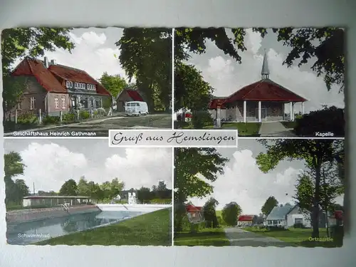 Ansichtskarte Hemslingen Niedersachsen Mehrbildkarte Kapelle Schwimmbad ca. 1960