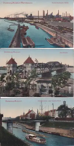 3 Ansichtskarte Duisburg Ruhrbrücke Finkenbrücke Niederrheinische Hütte ca. 1910