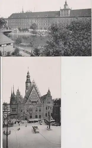 2 Ansichtskarte Breslau / Wroclaw Rathaus Universität ca. 1920