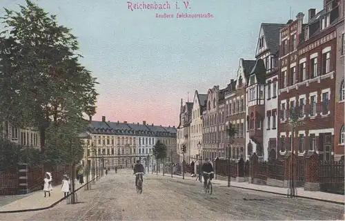 Ansichtskarte Reichenbach Vogtland Äußere Zwickauer Straße 1911