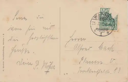 Ansichtskarte Werdau Sachsen Bahnstrecke Fabriken Essen 1912