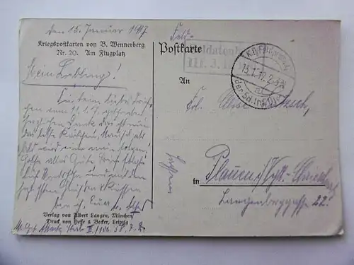 Feldpostkarte / Kriegspostkarte von B. Wennerberg Nr.20 - Am Flugplatz