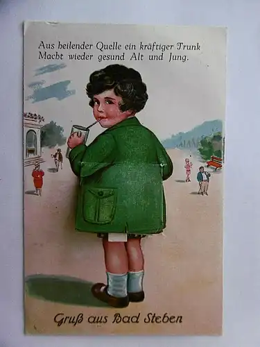 Antike Postkarte mit Leporello aus Bad Steben
