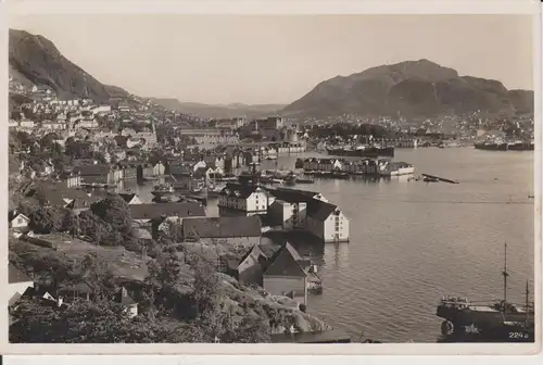 Ansichtskarte Bergen Norwegen Hochwasser Foto ca. 1930